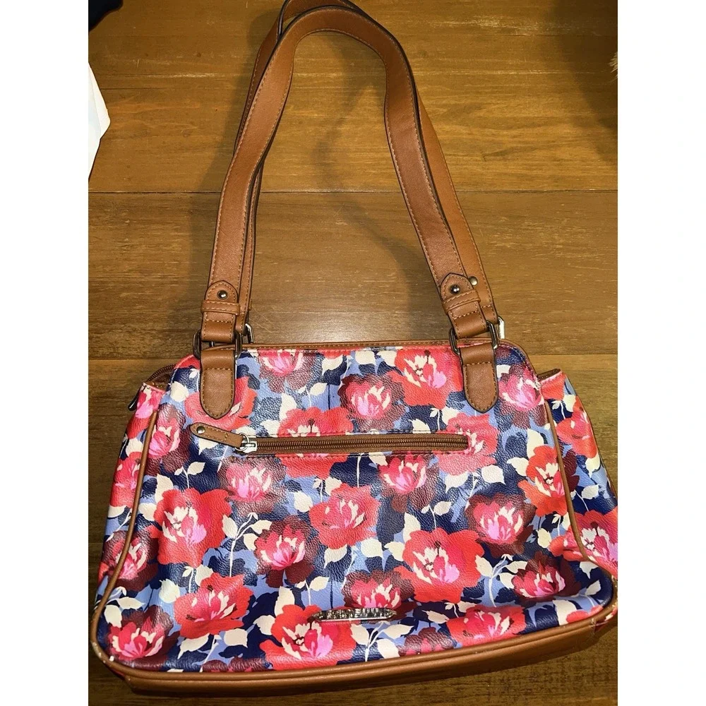ROSETTI Jean Theory Double Handle Satchel Bag in Red Floral Multi-color‎